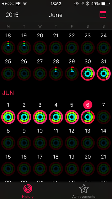 iPhone: Activity App - Monthly view